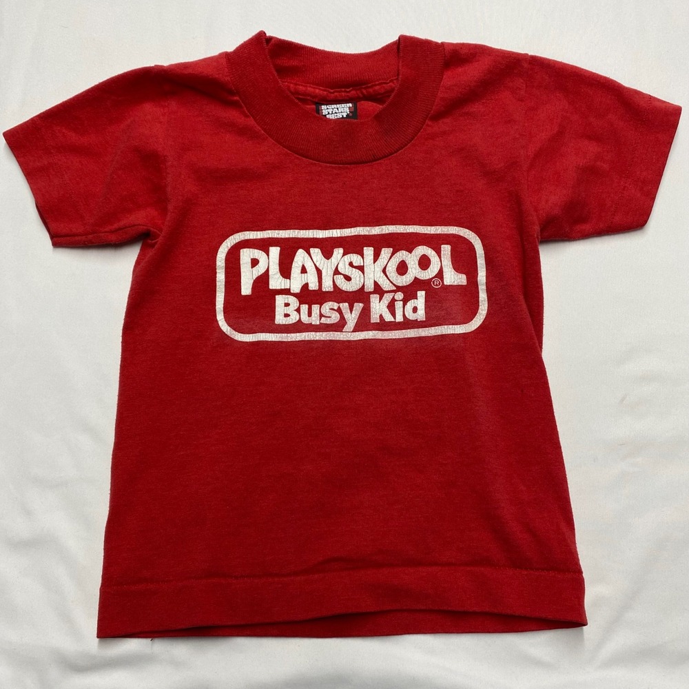 Vintage 80s Playskool Busy Kid T-Shirt Screen Stars Best Red Single Stitch 2-4